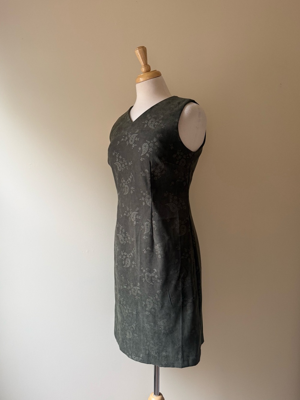 Northern Reflections Olive Green Tonal Paisley Midi Dress Size 4